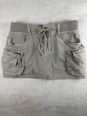 American Eagle Cargo Mini Skirt Utility Y2K Low Rise Beige 0